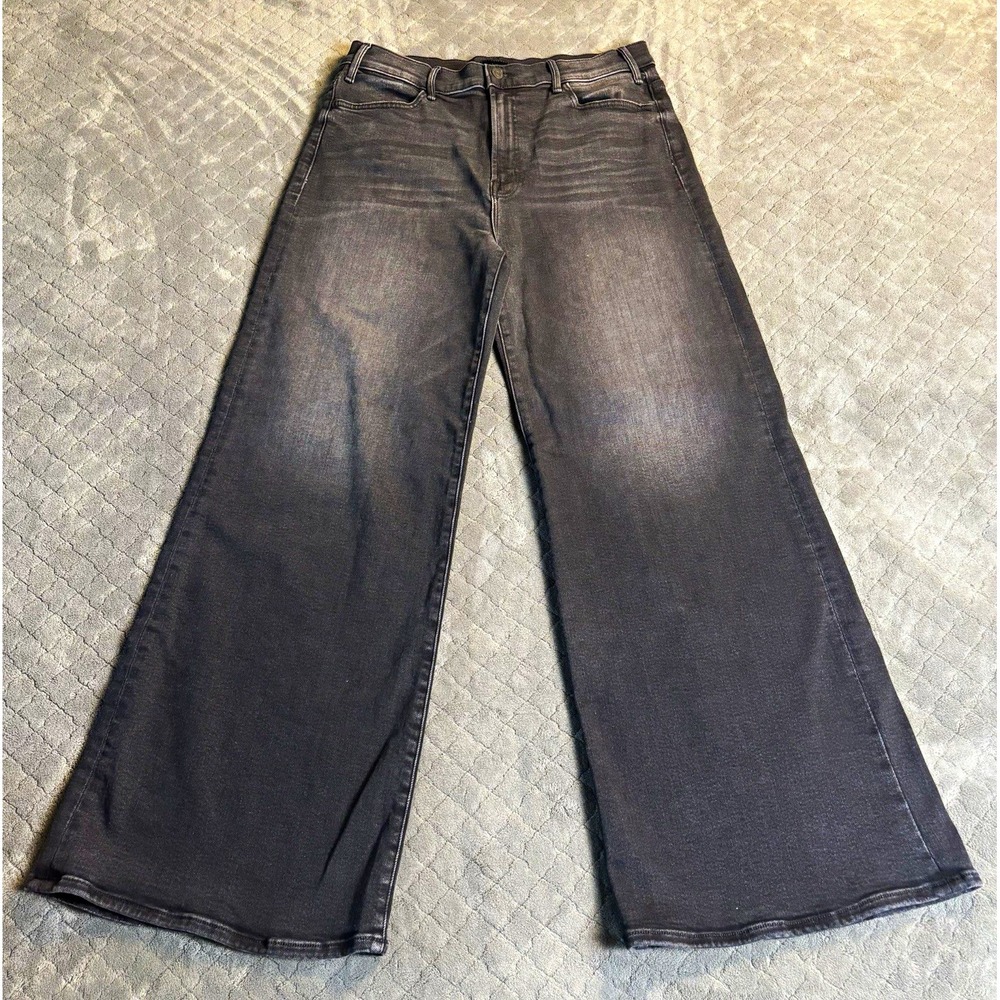 MOTHER Lil Hustler Roller Sneak Wide Leg Jeans Black Gray Size 33